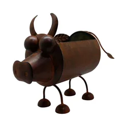 Handmade Metal Cartoon Animal Dog Shape Flower Pot for Decorative Home Ornament