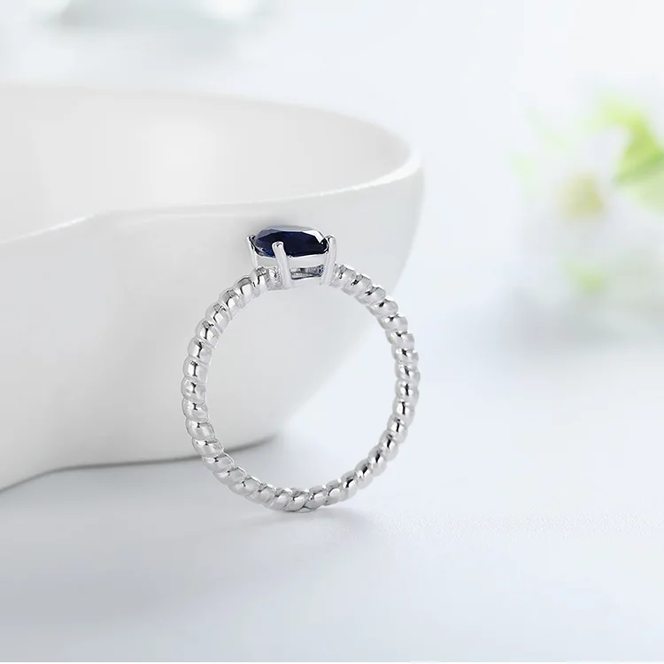 Jewelry Ring Neelam Stone Fashion Wholesale Couple with Blue Engagement Bands or Rings 925 Silver Wedding Pave Setting Unisex