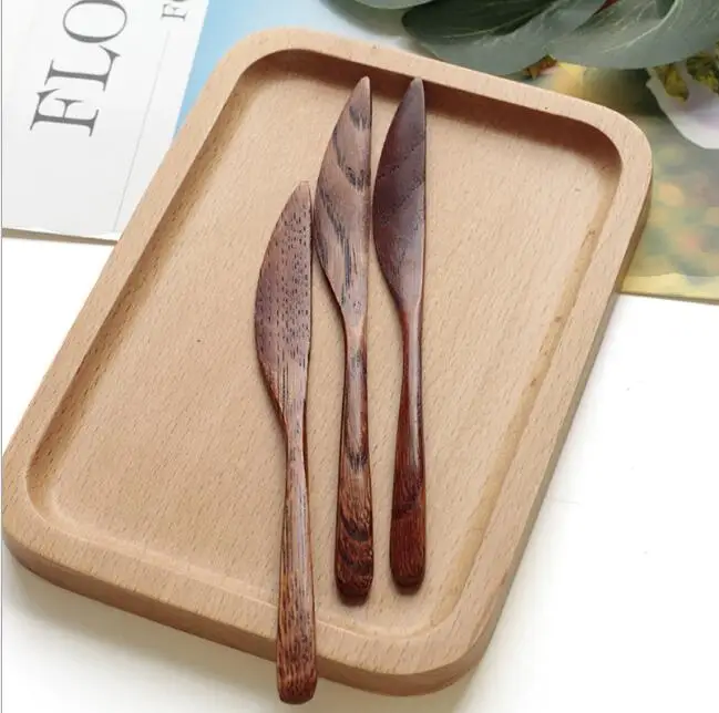 16CM Natural Dark Wood spreader knife Wood Butter Cheese knife