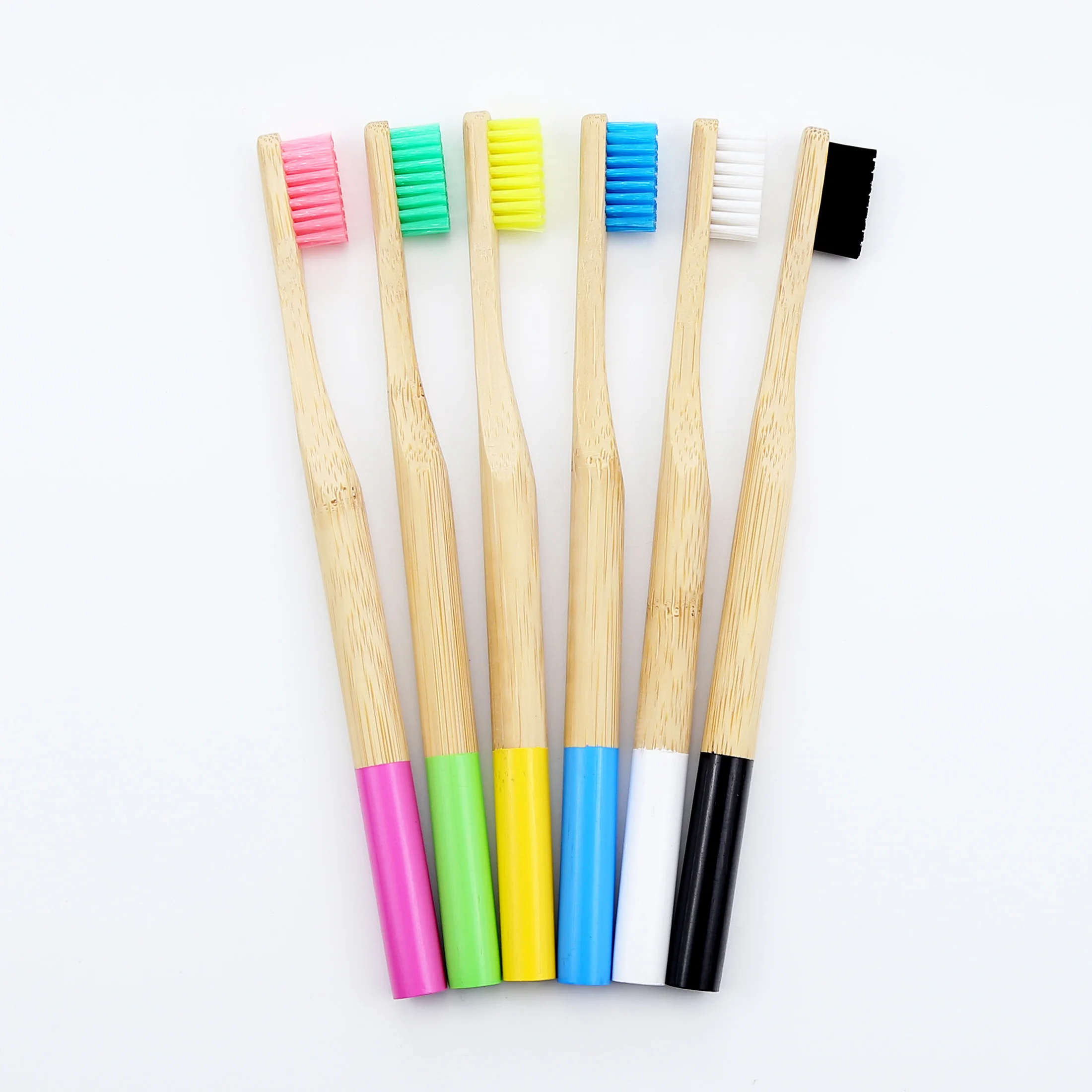 Round handle biodegradable eco bamboo toothbrush with bamboo case