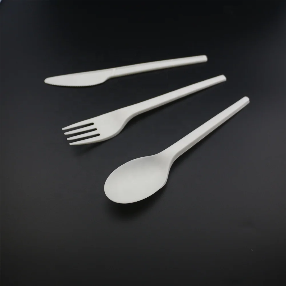 Corn Starch Biodegradable Cutlery Plastic PLA Cutlery Compostable Fork Spoon Knife Wholesale