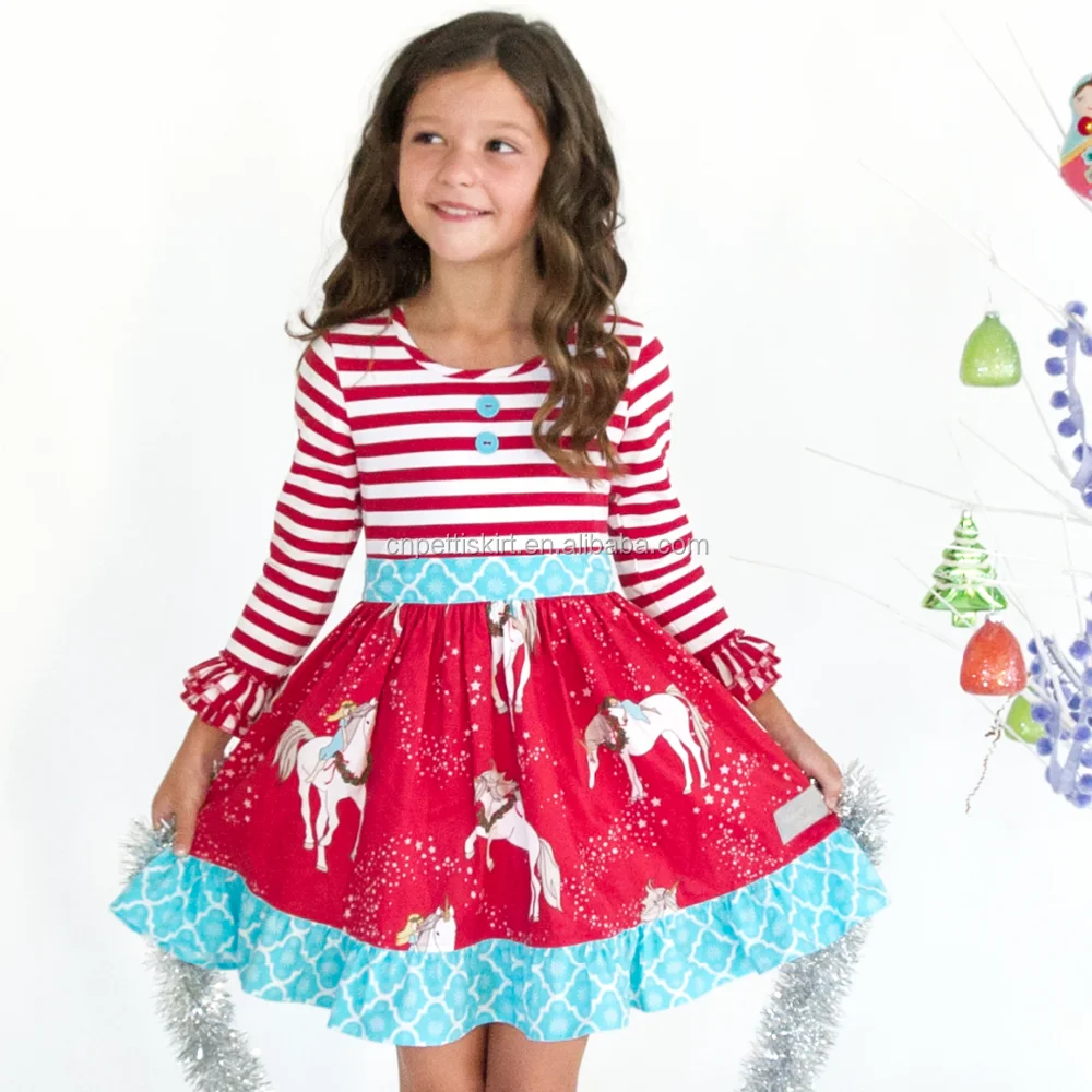 fashion winter Christmas girls cotton nutcracker print dress