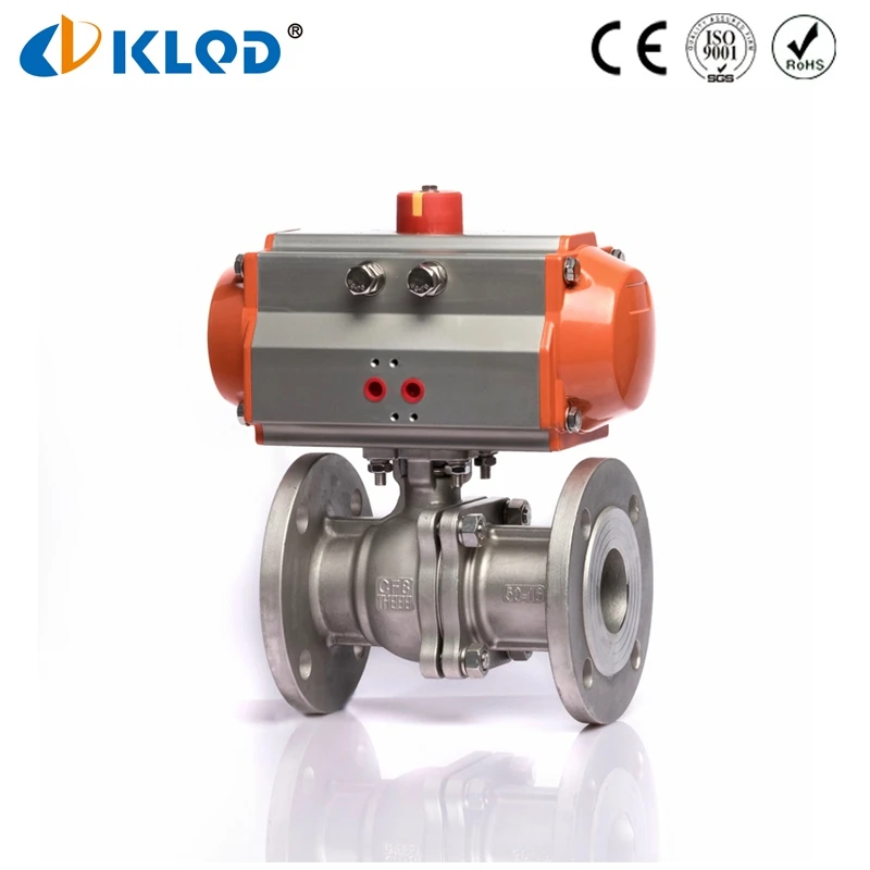 304 316 Flange Pneumatic Actuated Stainless Steel Ball Valve