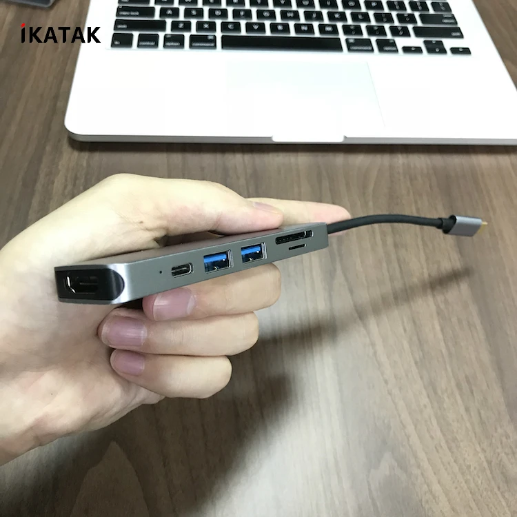 
New Design 6 in 1 Compact 4K HDMI USB C Mini USB Dock for Macbook 