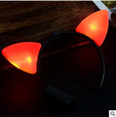 Светящаяся повязка на голову с кошачьими ушками со светодиодной подсветкой аксессуары для волос