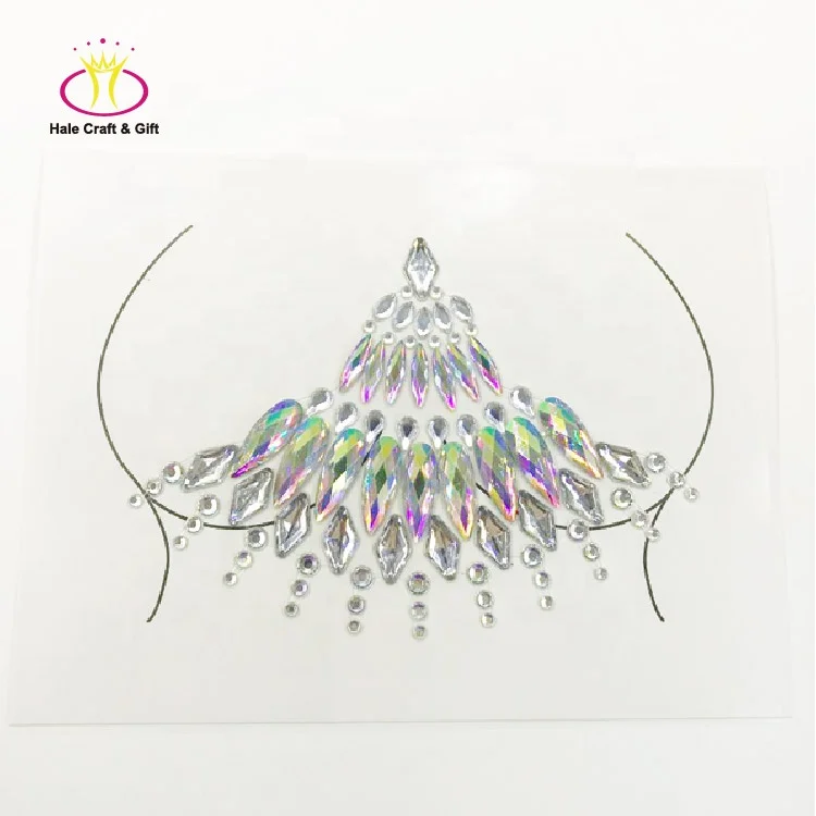 Glitter Rhinestone Crystal Stick On Face Body Art Nipple Jewels Chest Gems Tattoo Sticker