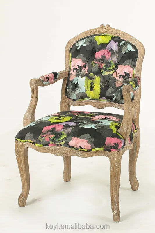 
Upholstered Hand carved Fancy Retro Style Living Room Chair/Vintage French style wood Armchair (CH-923-Oak ) 