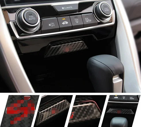 Auto Accessories Carbon Fiber Car Interior Central Console Storage Box Cover Sticker For Honda Civic 2016 2017