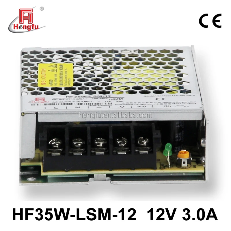 
Hengfu HF35W-LSM-12 single output 35W 12V 3A AC DC slim switching power supply with UL CB approval 