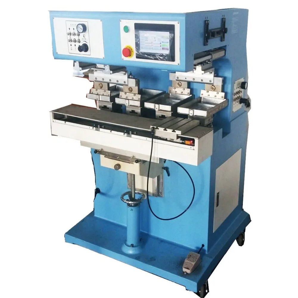4-color large printing area cliche pad printing machine with PLC independent printing pads