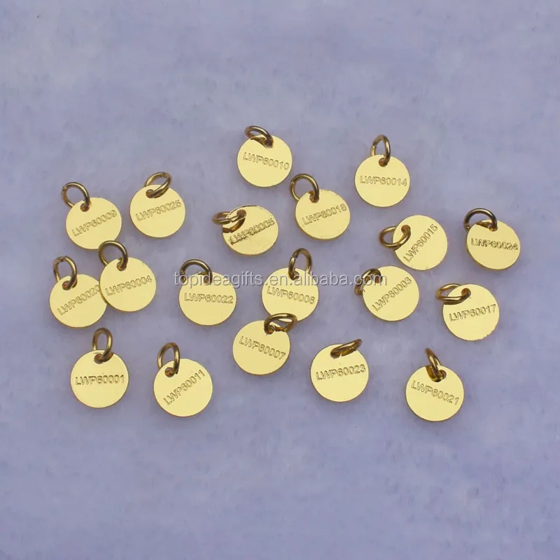 Customized logo mini size metal engraved tags gold silver rose gold pendant charms for jewelry bracelets