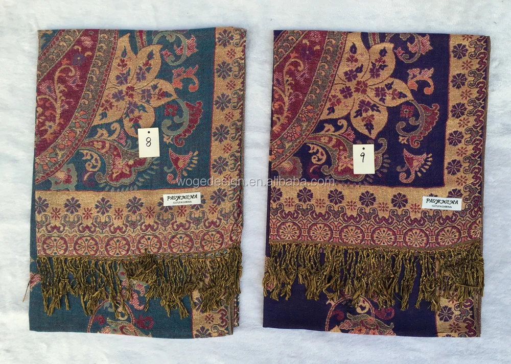 Fashion traditional Russian style women rayon turban wrap shawl hijab jacquard paisley floral lurex manufacturers pashmina scarf