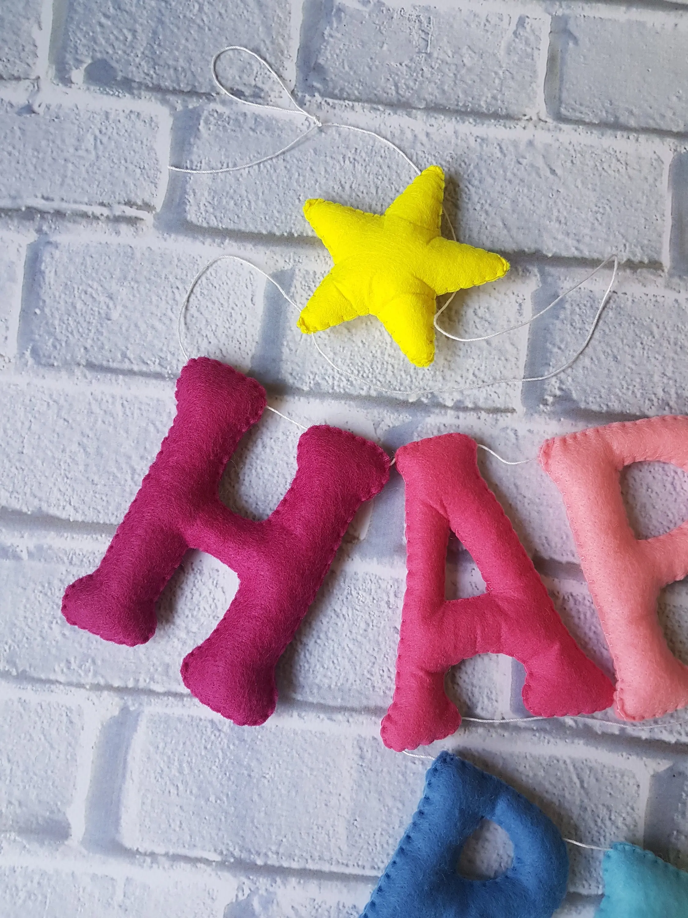 Happy birthday felt banner garland kids birthday letter Alphabet banner for party decoration