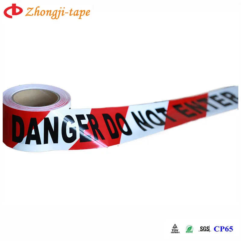 Barrier Tape with Caution and Dangers Printed PE Non-adhesive Warning Tape Produced by Zhongji.china