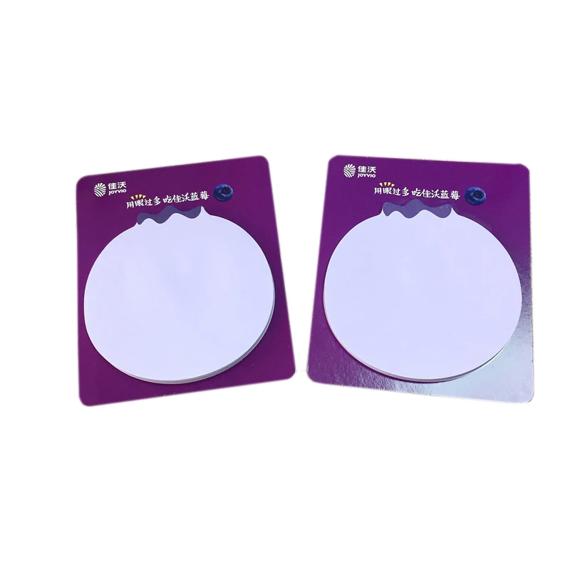 New design custom promotional sticky notes memo pad set die cut 3D blueberry purple notebook