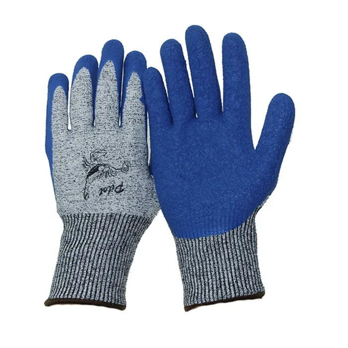 Cut Resistant HPPE Safety Crinkle Latex Gloves
