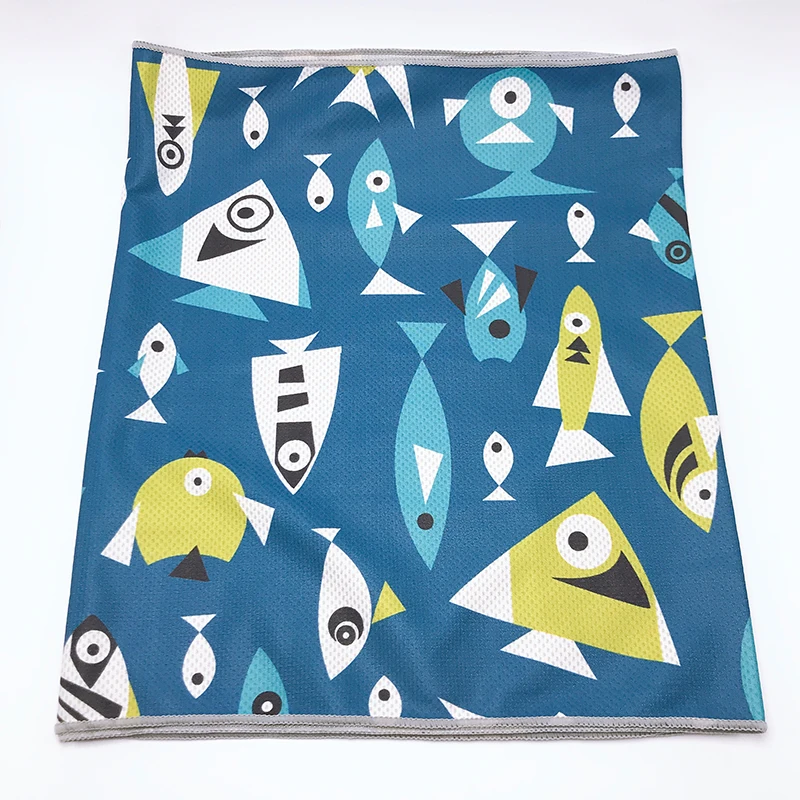 Personalized printed white microfiber sports cooling travel microfibre towel small size in case