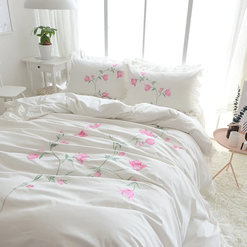 
Wholesale China manufacture embroidery country cotton luxury girls bedding set bed sheet comforter duvet cover bedspread fitted 
