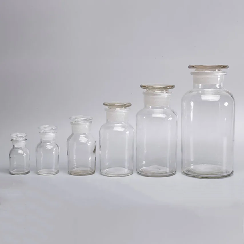 
Wholesale 30ml 60ml 125ml 250ml 1000ml amber glass apothecary bottles with stoppers 