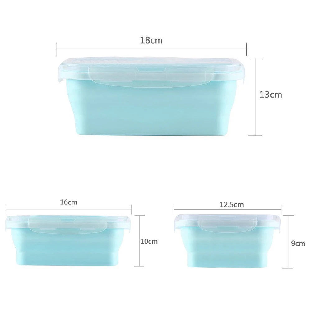 Microwave heated silicone folded lunch box Collapsible Heat-resistent food box portable vegetable container