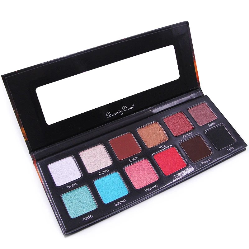 OEM 12 Colours Professional Cosmetics Waterproof Glitter Makeup Eyeshadow Palette with Private Label