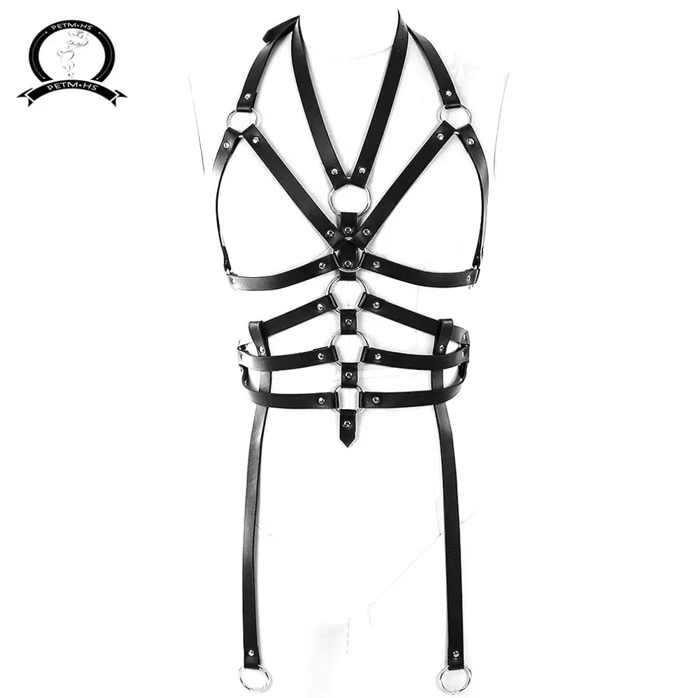 Women Strappy Full Cage Body Harness Lingerie Garter Belt Hollow Crop Tops Bra Punk Gothic Sexy Underwear