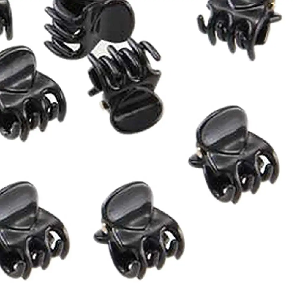 10 Mixed Small Plastic Black Hair Clips 