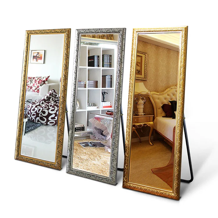 Antique style decoration floor standing bedroom mirror framed full length dressing mirror