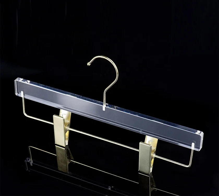 Clear  Acrylic Pant Hanger  With Gold Clips