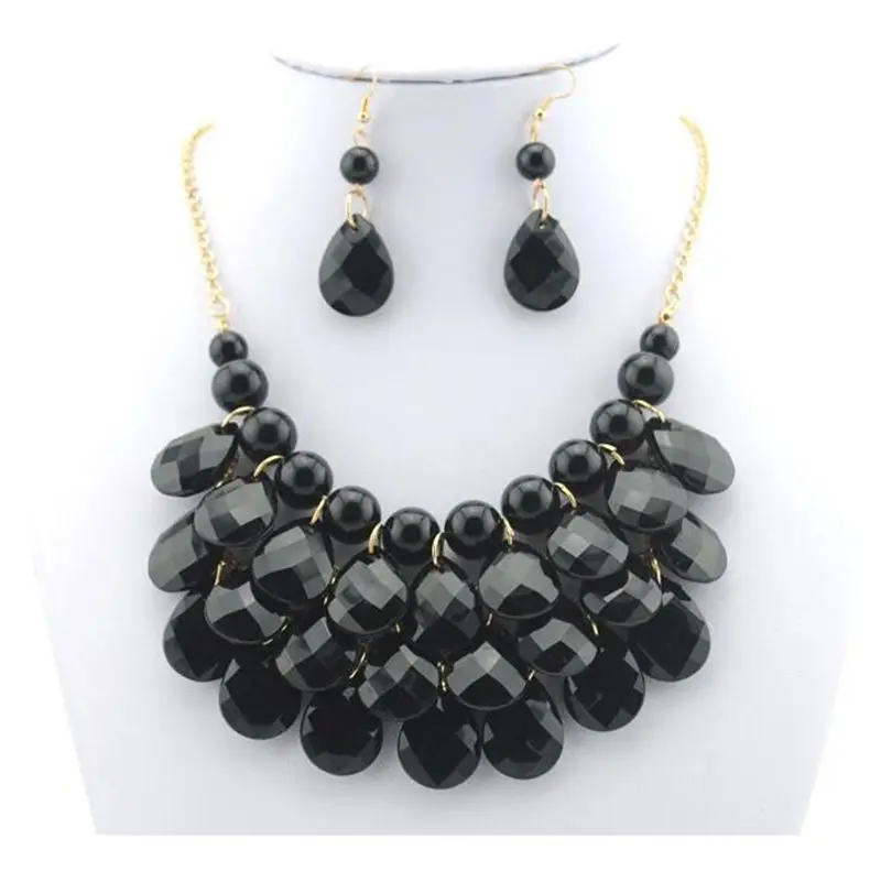 
Wholesale Gold Chain Multilayers Water Drop Acrylic Necklace Jewelry sets Fashionable Jewelry Necklace Set 