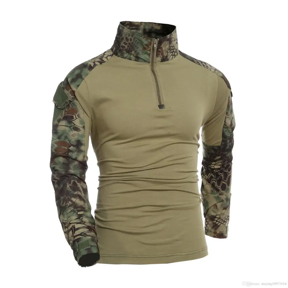 
Camouflage T-Shirt Military Army Combat T Shirt Men Long Sleeve US RU Soldiers Tactical T Shirt Multicam Camo Tops 