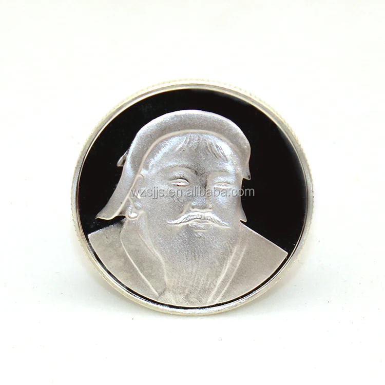 
Custom Made High Quality 999 Pure Silver Mint Coin With Genghis Khan Portrait 