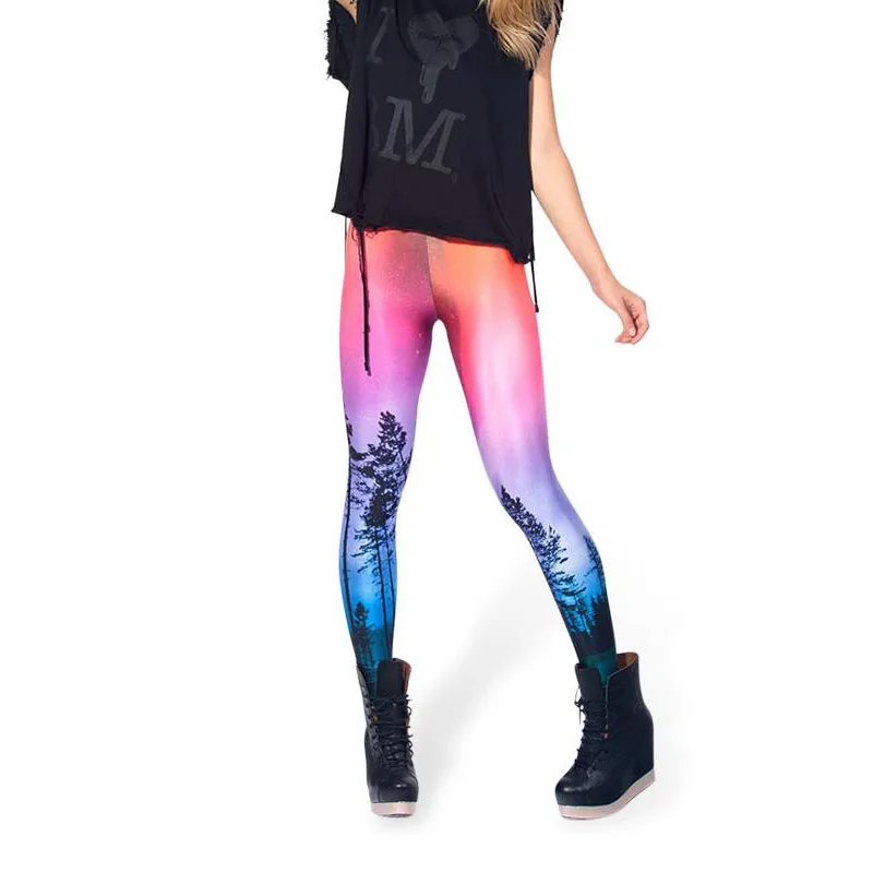 Leggins Sexy slim Leggings  women Leggings with tropical coconut trees gradient female Digital printing leggings