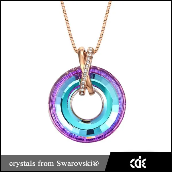 Сделано с элементов Swarovski круг кулон ожерелье оптовая продажа кристалл бижутерия