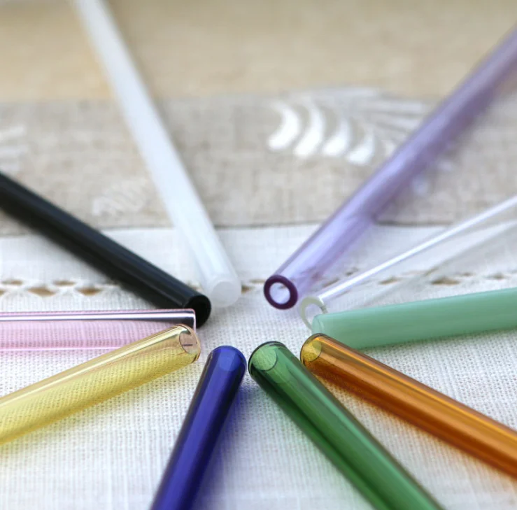 Straight and Bent Food Grade Reusable Drinking Borosilicate Glass Straw
