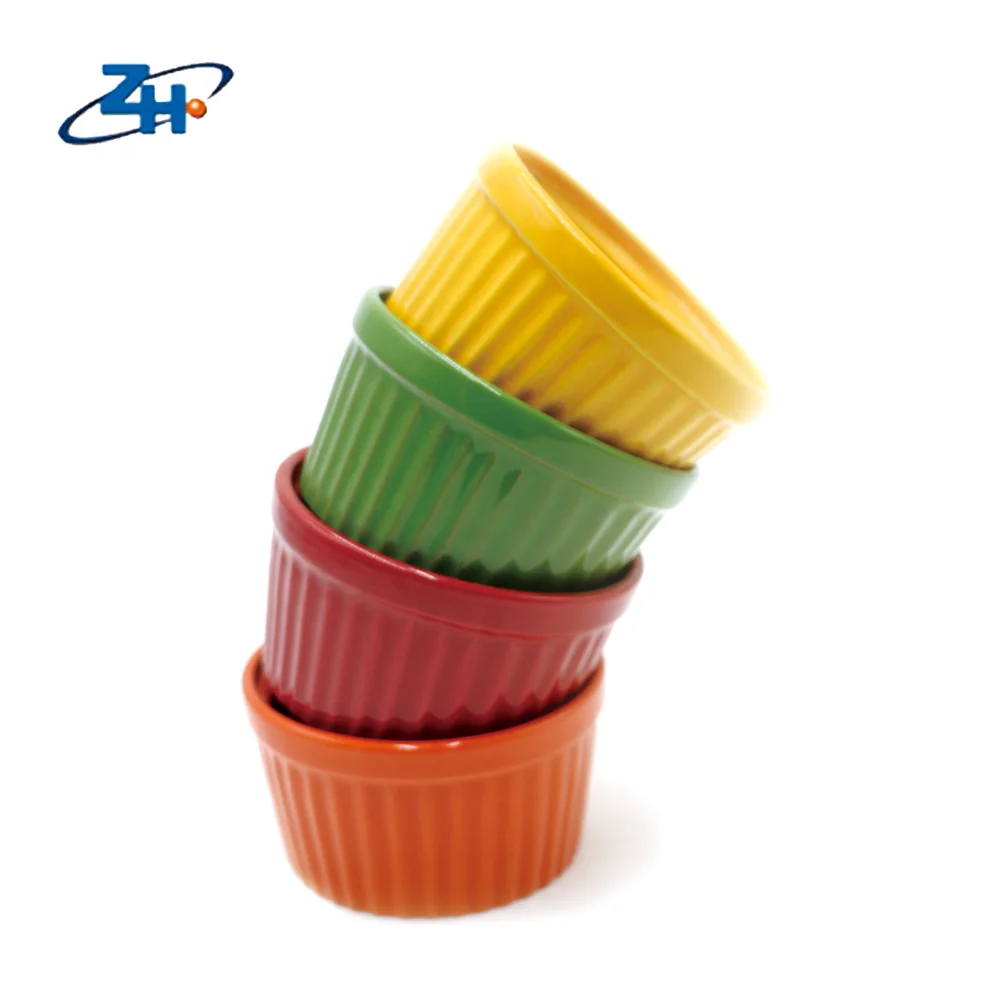 Colorful ceramic mini cake cup ice cream cup baking cup for sale