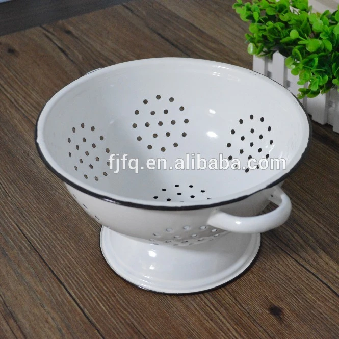 The Hollow Out Enamel Colander Kitchen Basket And Vegetable Strainer