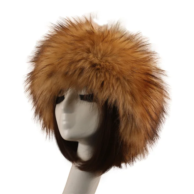 
Wholesale Luxury fashion Faux Fur Headband Wide Thick Women Men Fur Hat Hair band Winter 