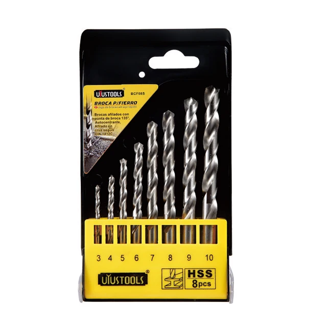 UYUSTOOLS 8 Piece High Speed Drill Bit Set HSS