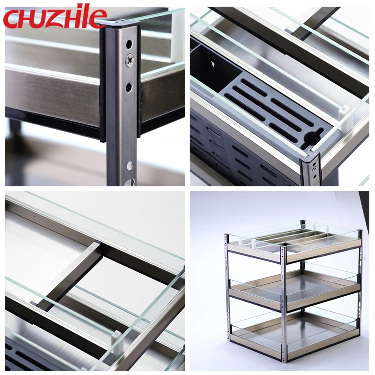 New product stainless steel multi-function kitchen drawer pull out basket for wholesale