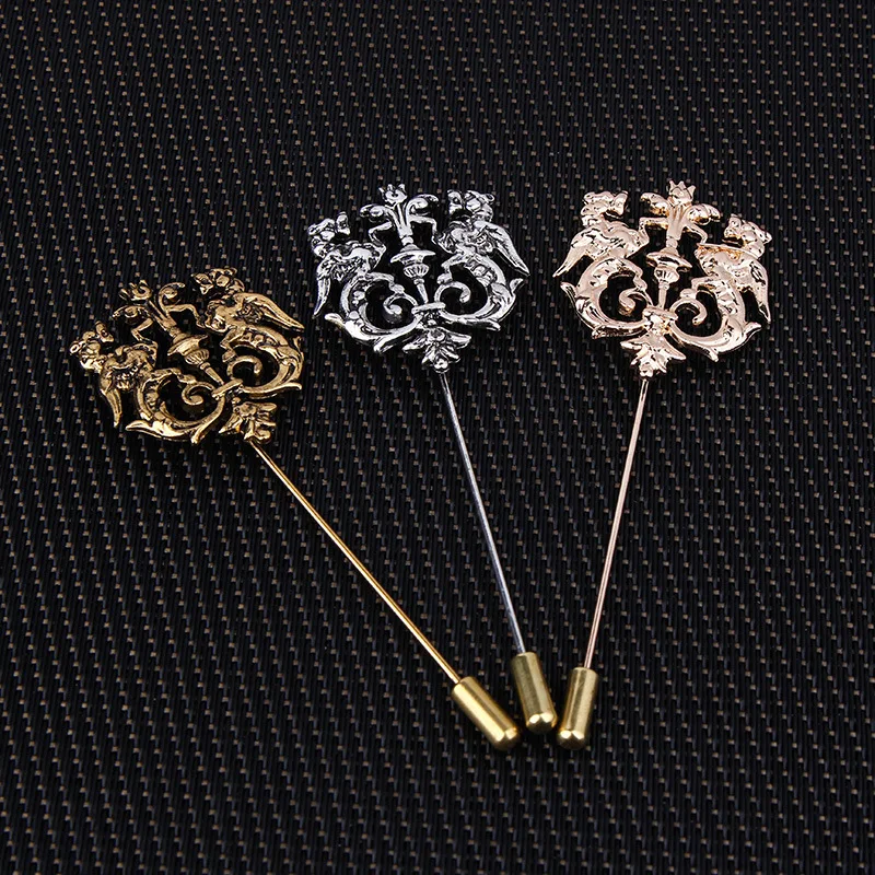 Fashion men lapel pin vintage double lion brooch pins men free shipping, wedding brooches for drop shipping wholesale fashion