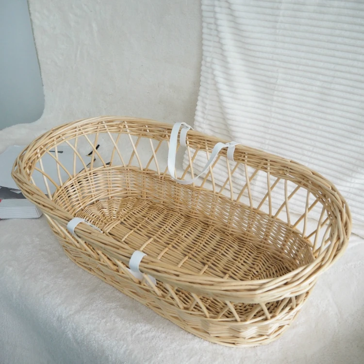 Wholesale Manufacturer New Born Baby Natural Color Wicker Moses Basket