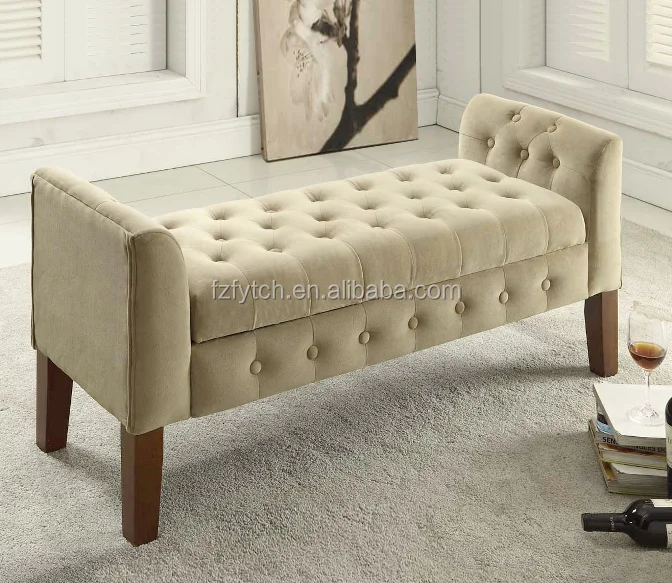 Elegant Tufted Rectangular Storage Ottoman Bench Footrest Chair