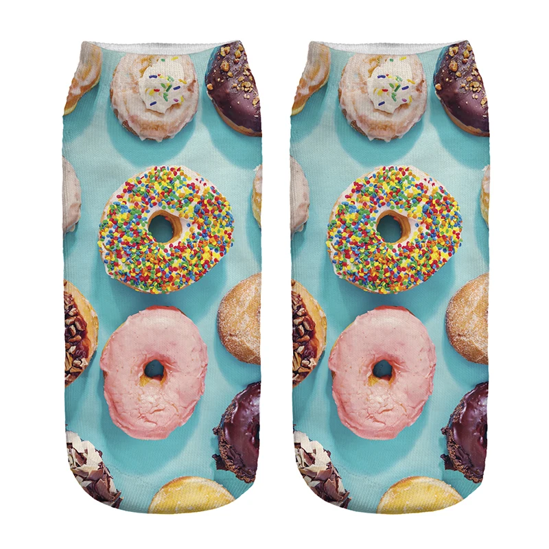 Free Shipping Hot Sale 3D Socks Doughnut Pattern Blue Color Cozy Socks Thin Comfortable Socks