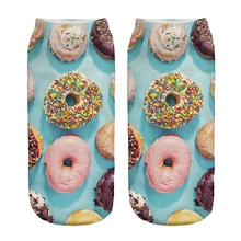 Free Shipping Hot Sale 3D Socks Doughnut Pattern Blue Color Cozy Socks Thin Comfortable Socks