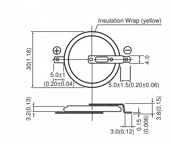 CR3032 battery with solder tabs pins 3V 500mAh BR/CR3032/1F2 Li-MnO2 Button Cell Battery