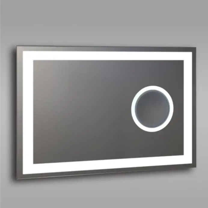 Entop  bathroom with antifogger Led backlit mirror Rectangle illuminated mirror with magnifier Convenient mirror for shaving