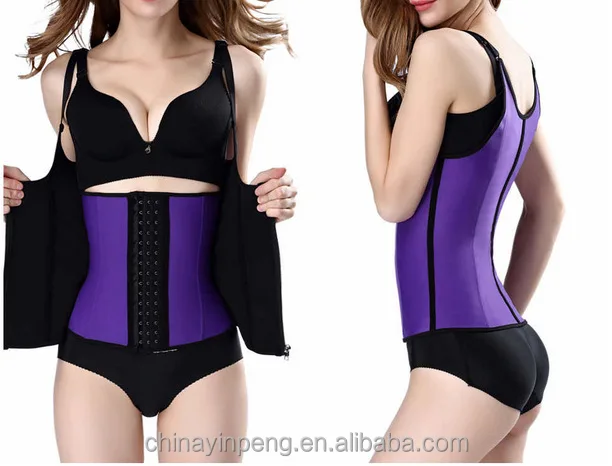 Женские резиновые талии тренер с двумя слой застежка-молния без со стальными косточками подгрудный корсет жилет для неопрен Body Shaper
