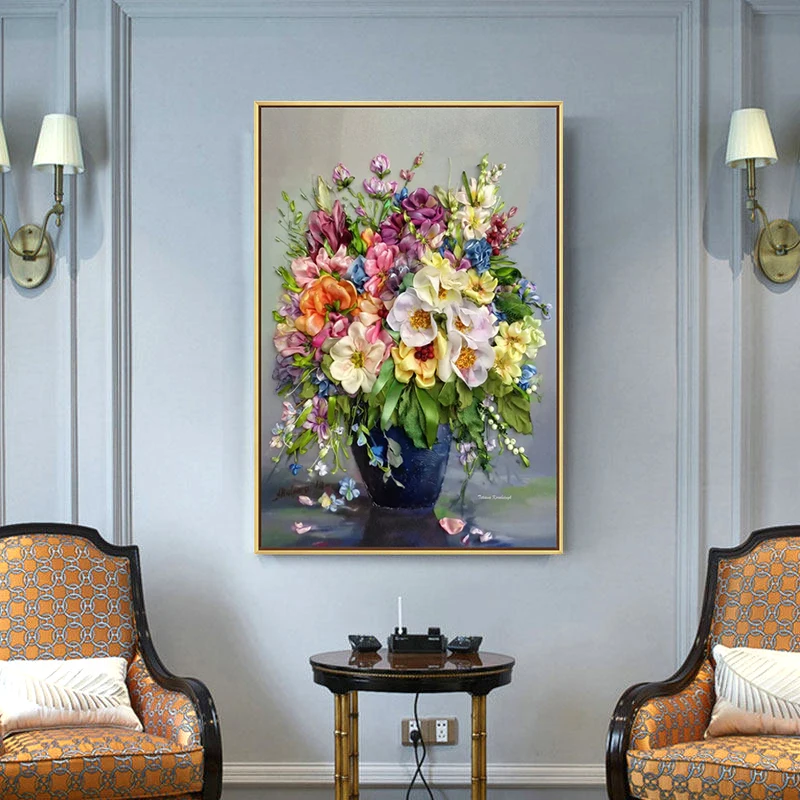 Custom modern oil painting flower canvas wall art decor
