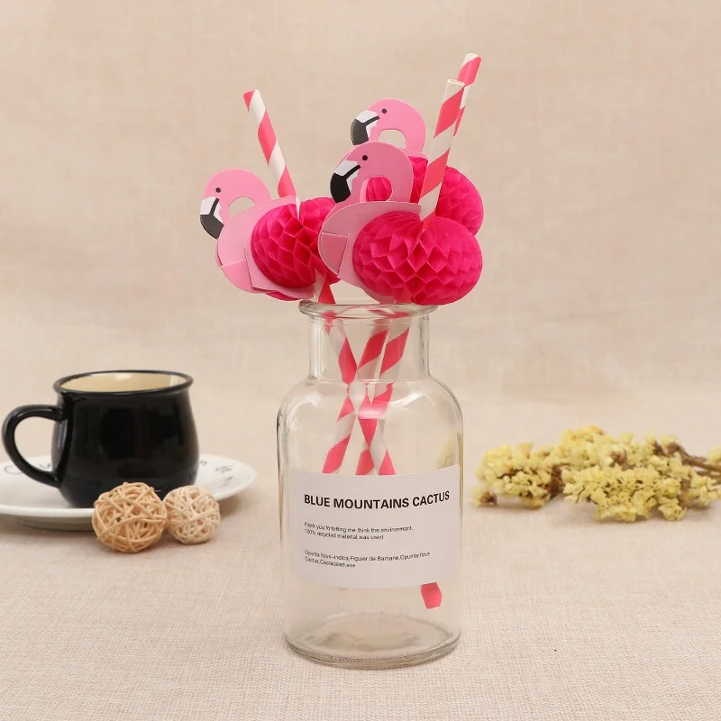 Coffee Bar Drinking Paper Food Grade Baby Paper Straw Straight Sucker Biodegradable Paper flamingo straw